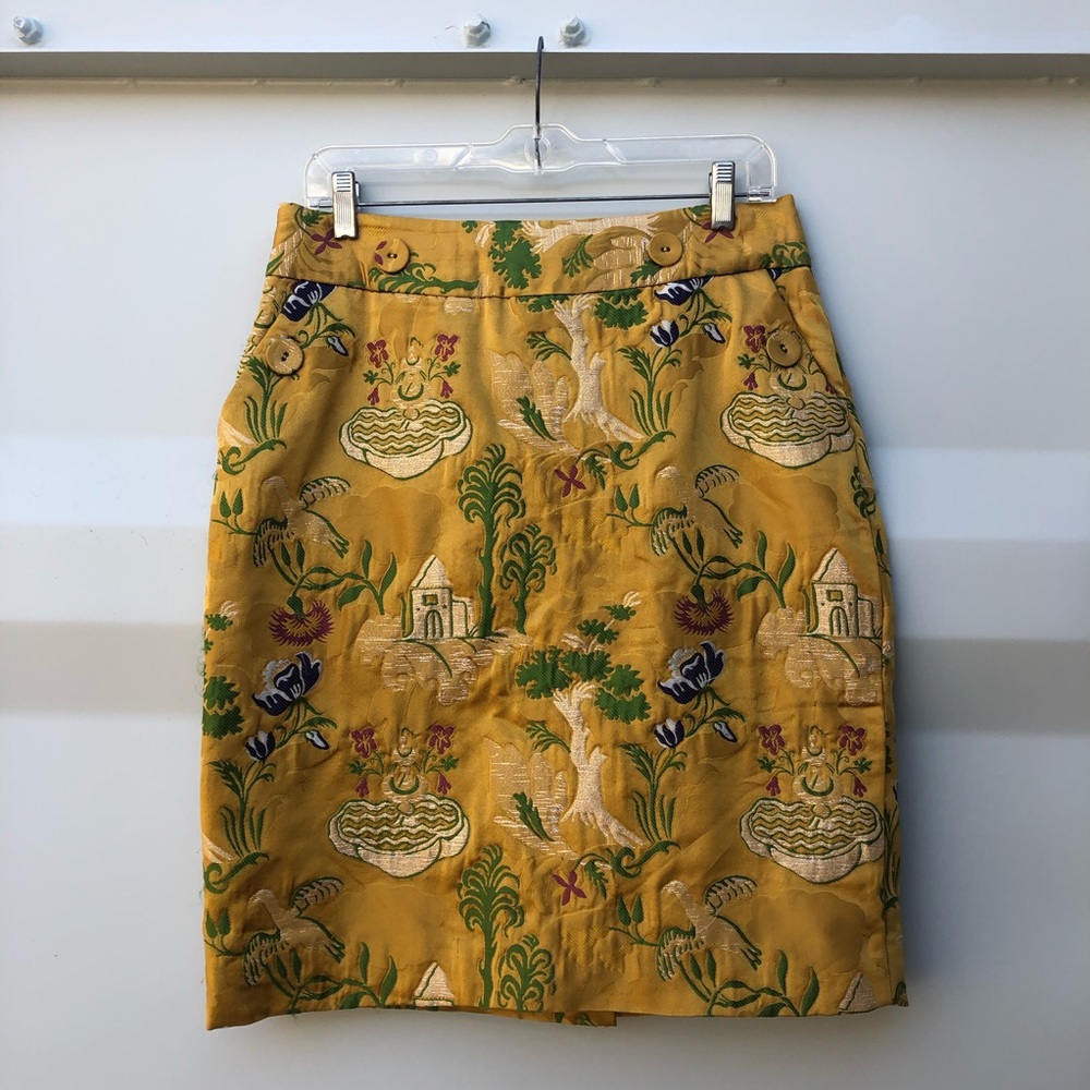 Leifsdottir yellow jacquard woven skirt
